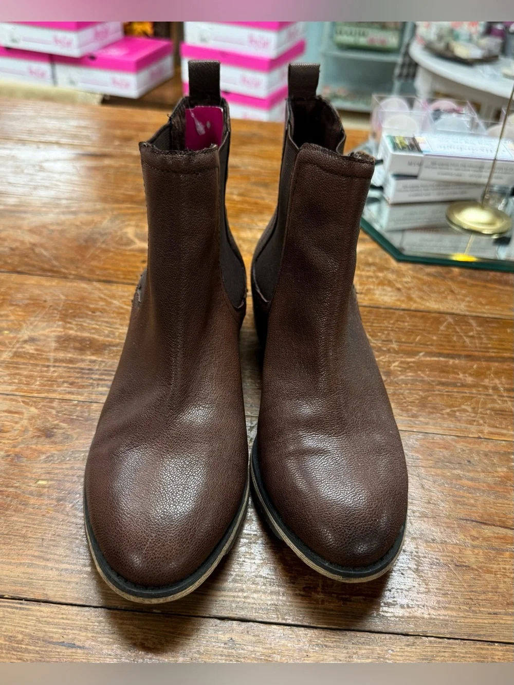 Arturo Chiang Brown Leather Chelsea Ankle Boots